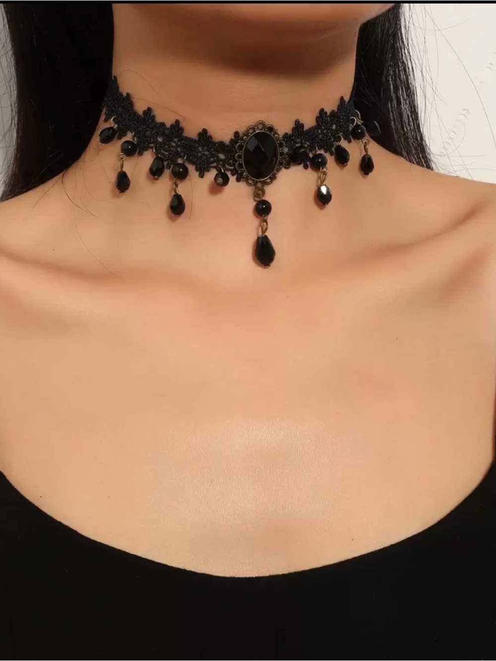 Black Lace Gothic Choker Necklace - Women Jewelry